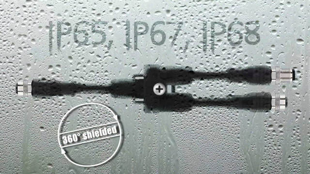 360° EMV-Schutz durch die Y-Verteiler mit 3 Kabelabgängen